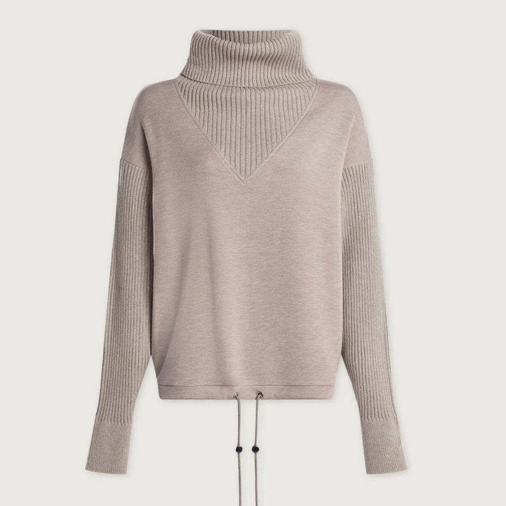 Varley Hannah Beige Cowl Neck Double Soft Sweat Top Oversized - Picture 7 of 10